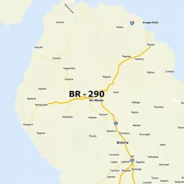 Cidades na BR-290 no mapa por estado: rotas, trechos e cidades no caminho