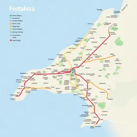 Mapa de transporte público de Fortaleza: mobilidade com referências úteis