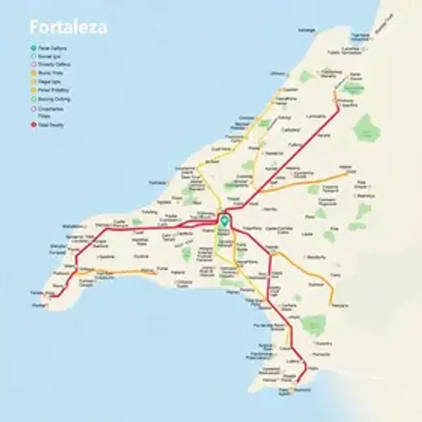 Mapa de transporte público de Fortaleza: mobilidade com referências úteis