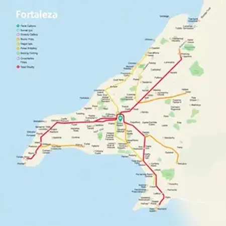 Mapa de transporte público de Fortaleza: mobilidade com referências úteis