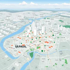 Mapa da região metropolitana de São Paulo com cidades: bairros, zonas e referências urbanas