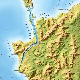 Mapa do rio São Francisco: elementos naturais e localização no mapa