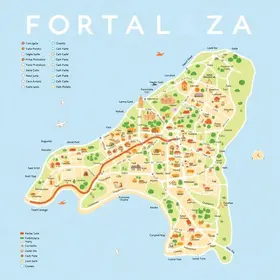 Mapa turístico de Fortaleza com cidades e atrações: mapa, referências e orientação prática