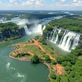 Mapa do rio Iguaçu: elementos naturais e localização no mapa