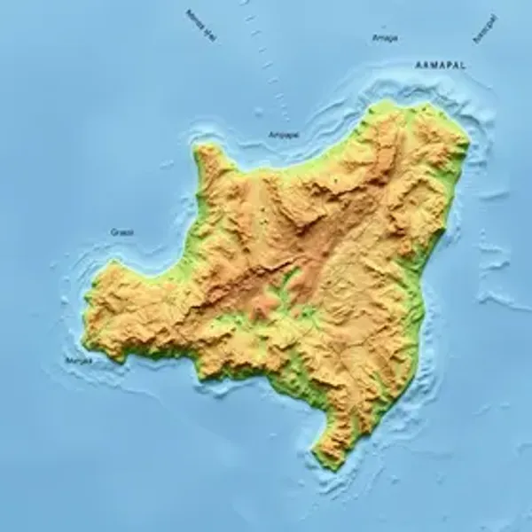 Mapa do relevo do Amapá: elementos naturais e localização no mapa