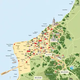 Bairros turísticos de Belém no mapa: localização, acessos e divisão da cidade