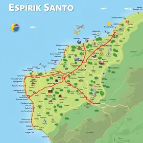 Mapa turístico do Espírito Santo com cidades e atrações: entenda localização, rotas e regiões