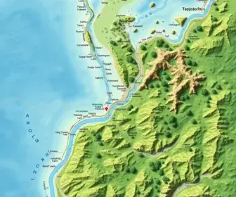 Mapa do rio Tapajós: elementos naturais e localização no mapa