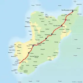 Distância de Recife a Maceió no mapa com rota no mapa: rotas, trechos e cidades no caminho